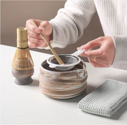 Complete Matcha Tea Set – Rustic Earth Edition