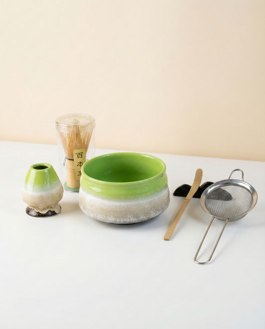 Complete Matcha Tea Set, Green Gradient Edition (6 Pieces)