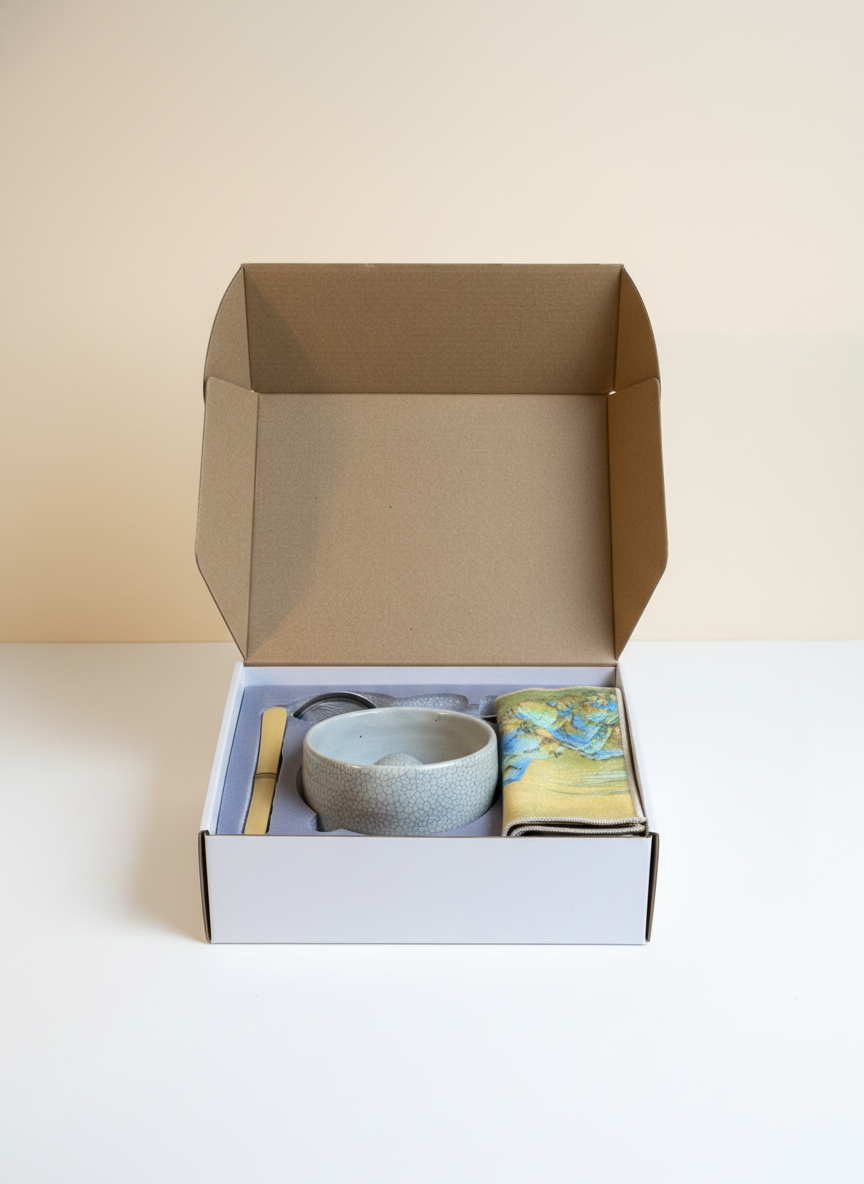 Minimal Crackle Glaze Matcha Ceremony Set, (7 Pieces)