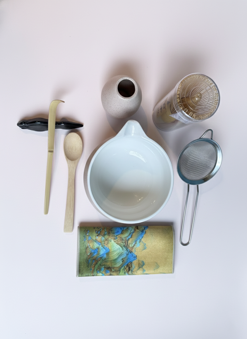 Soft Beige Matcha Tea Set, Complete Edition (8 Pieces)