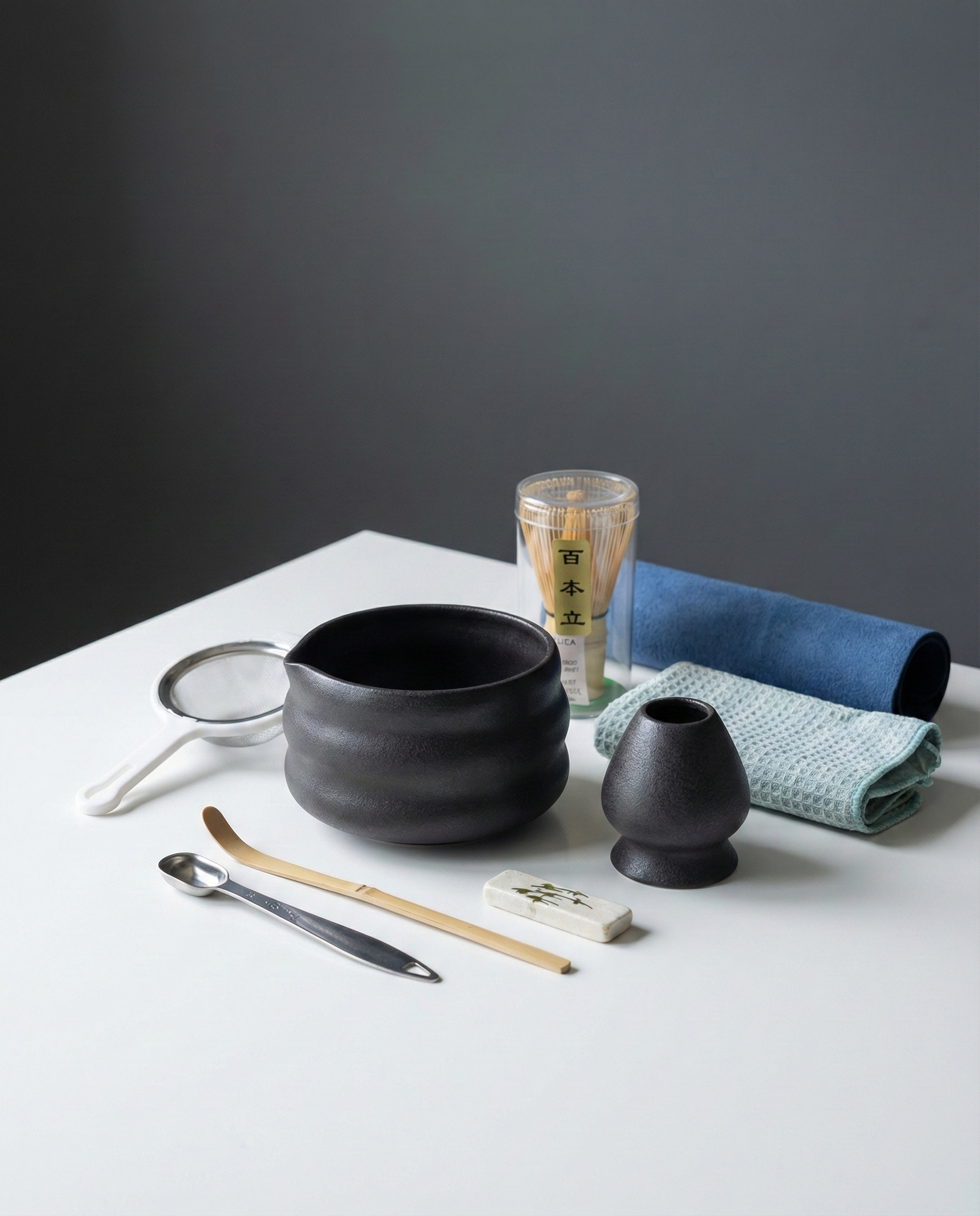 Complete Matcha Tea Set, Modern Black Edition (10-Piece Set)