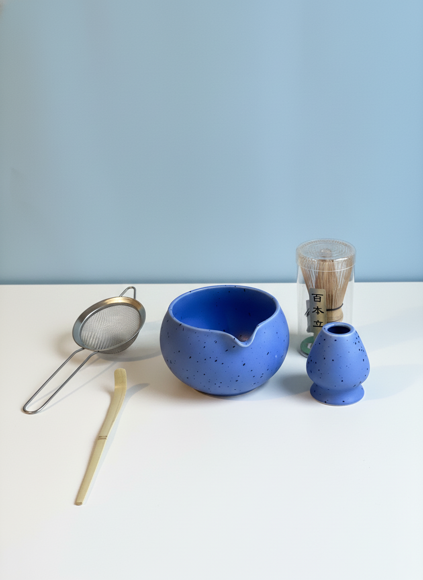 Complete Matcha Tea Set – Sky Blue Edition (5 Pieces)