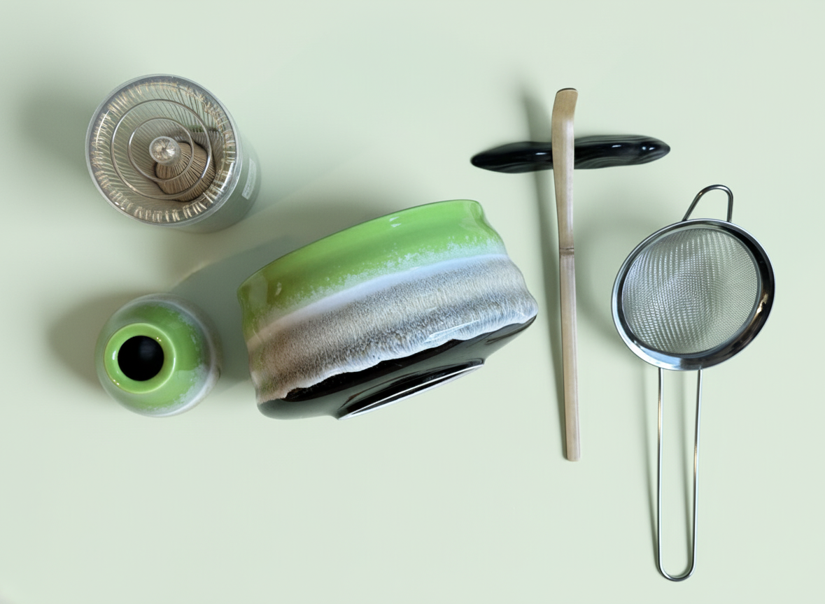 Complete Matcha Tea Set, Green Gradient Edition (6 Pieces)