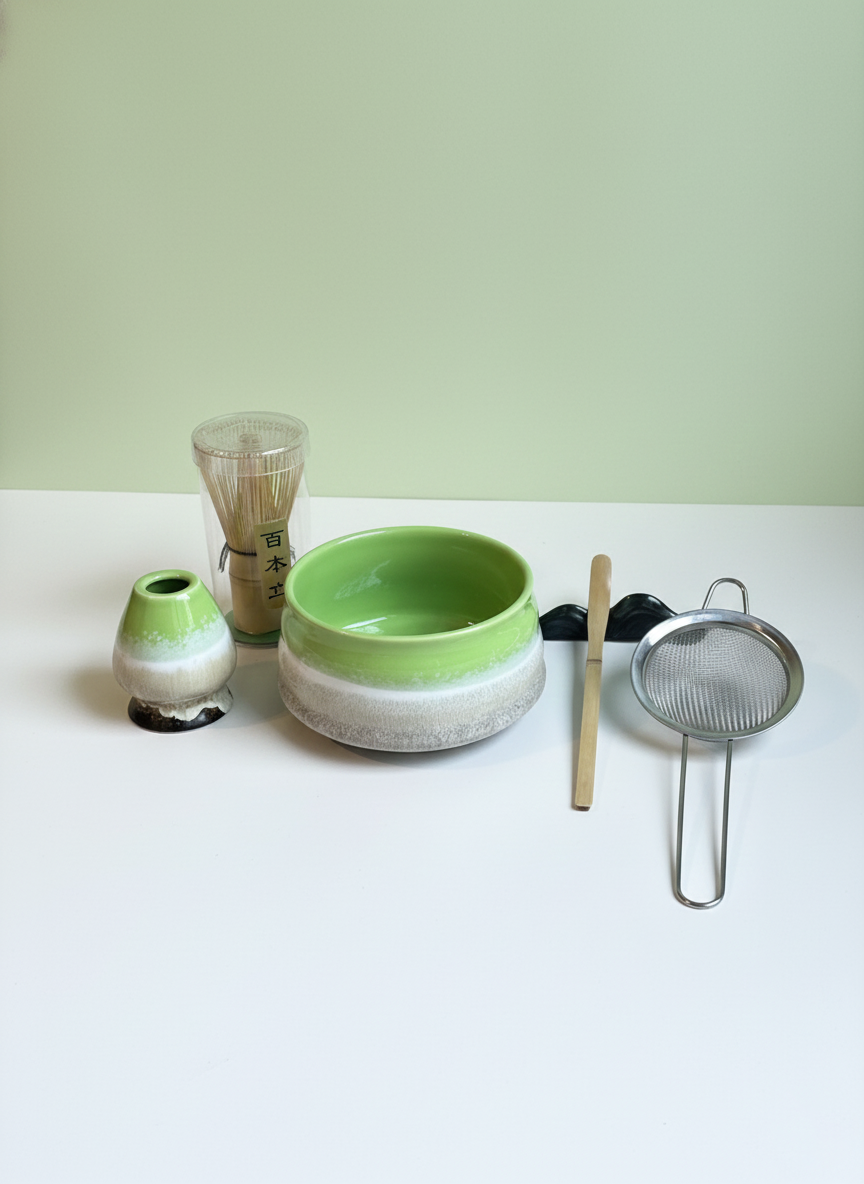 Complete Matcha Tea Set, Green Gradient Edition (6 Pieces)