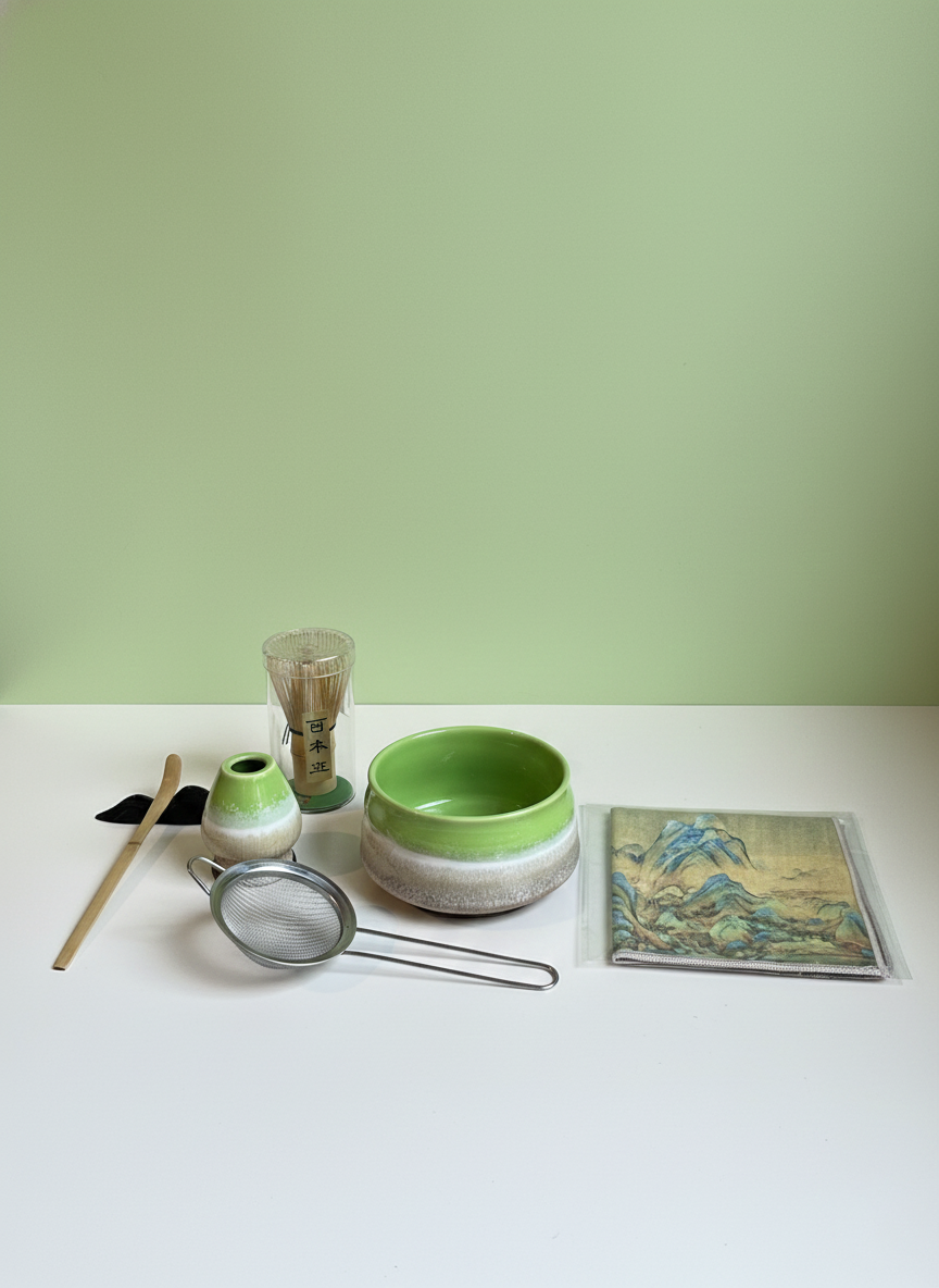 Complete Matcha Tea Set, Green Gradient Edition (6 Pieces)